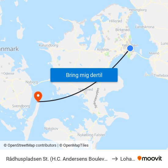 Rådhuspladsen St. (H.C. Andersens Boulevard) to Lohals map