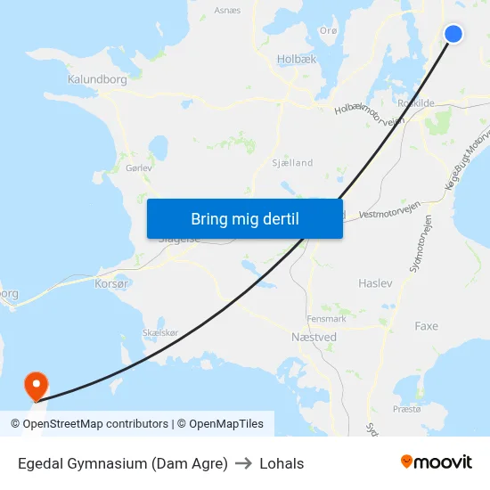 Egedal Gymnasium (Dam Agre) to Lohals map