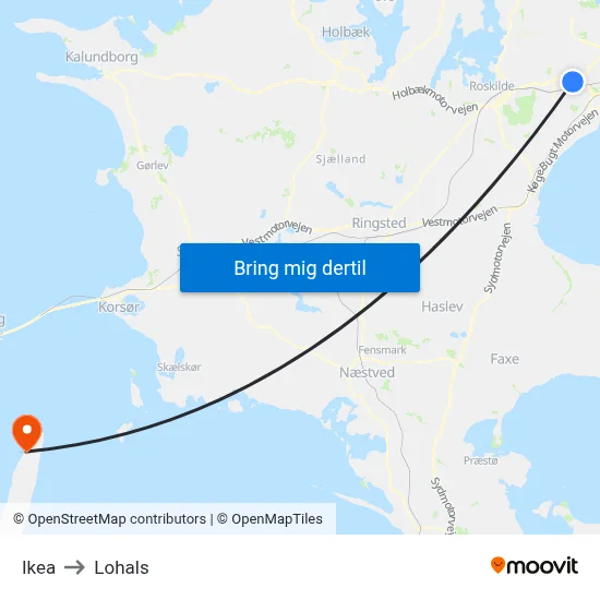 Ikea to Lohals map