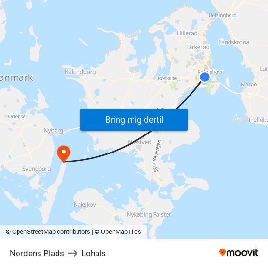 Nordens Plads to Lohals map