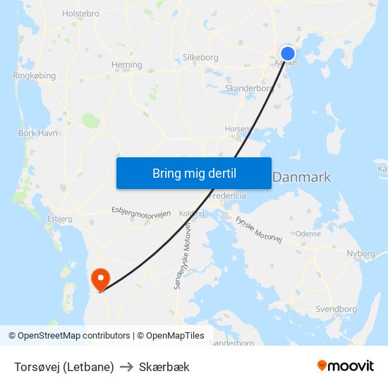 Torsøvej (Letbane) to Skærbæk map