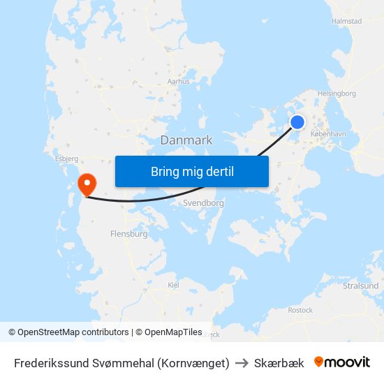 Frederikssund Svømmehal (Kornvænget) to Skærbæk map