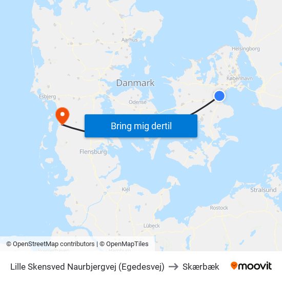 Lille Skensved Naurbjergvej (Egedesvej) to Skærbæk map