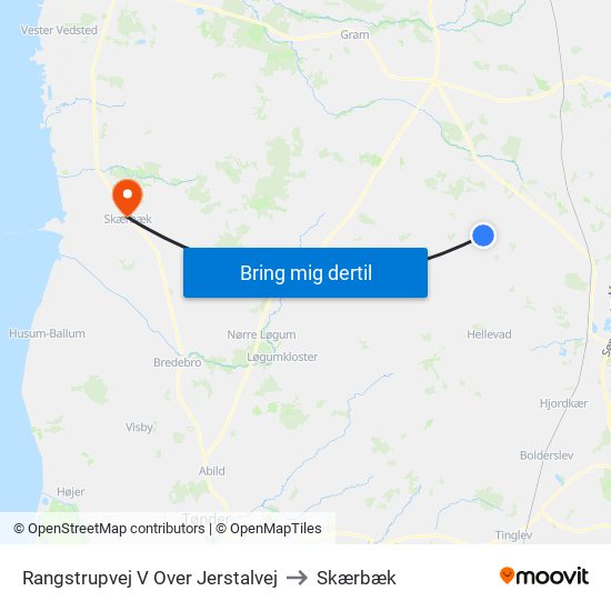 Rangstrupvej V Over Jerstalvej to Skærbæk map