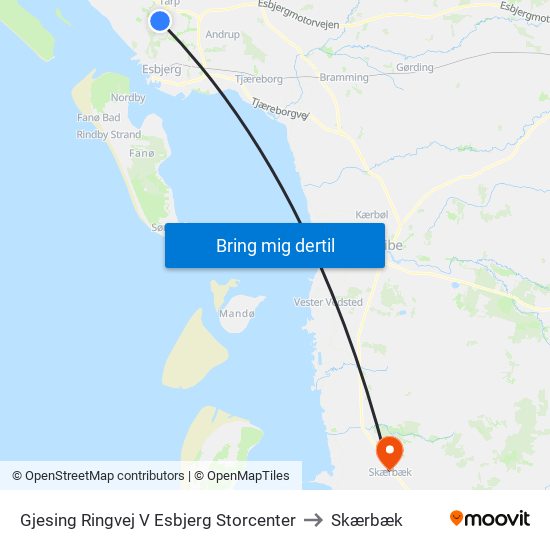 Gjesing Ringvej V Esbjerg Storcenter to Skærbæk map