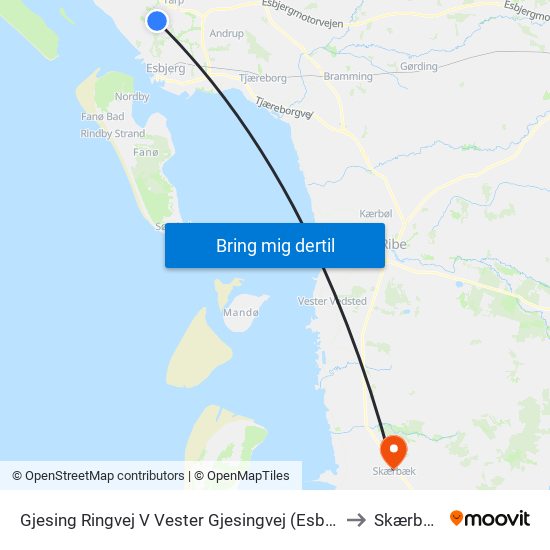 Gjesing Ringvej V Vester Gjesingvej (Esbjerg) to Skærbæk map