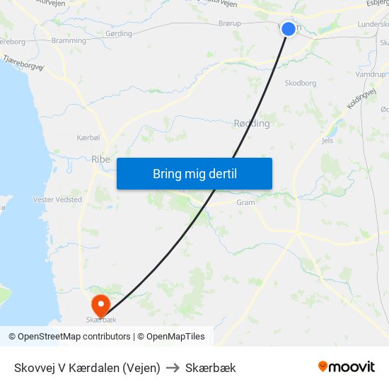 Skovvej V Kærdalen (Vejen) to Skærbæk map