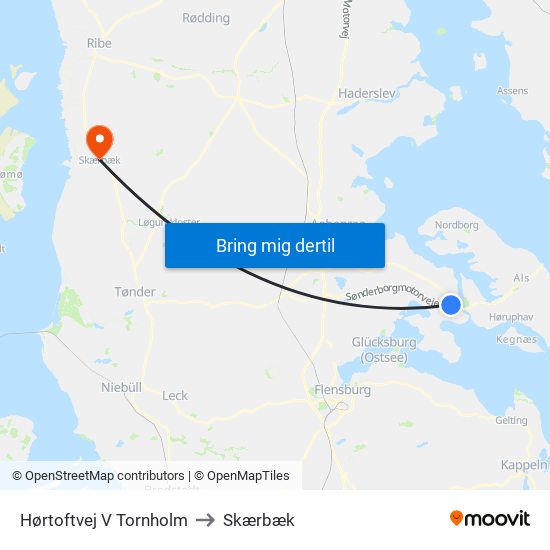 Hørtoftvej V Tornholm to Skærbæk map