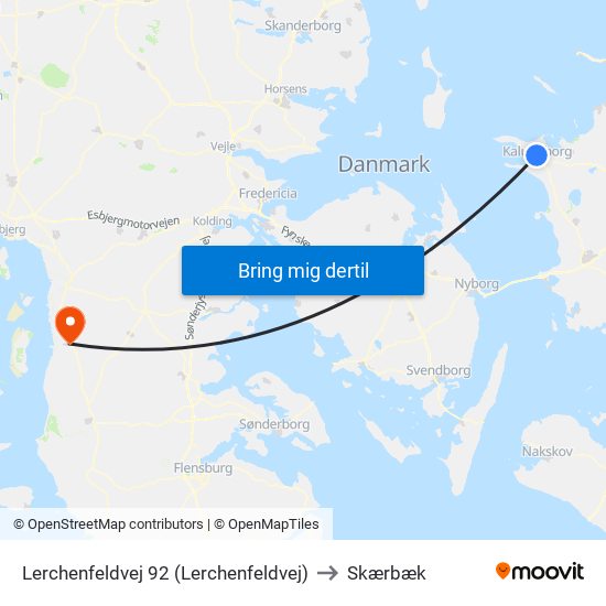 Lerchenfeldvej 92 (Lerchenfeldvej) to Skærbæk map