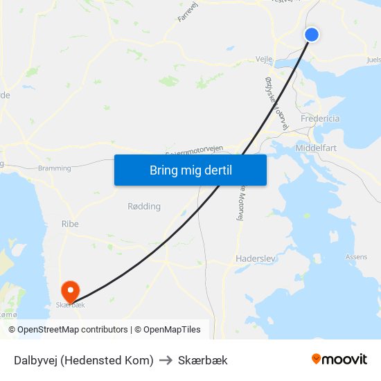 Dalbyvej (Hedensted Kom) to Skærbæk map