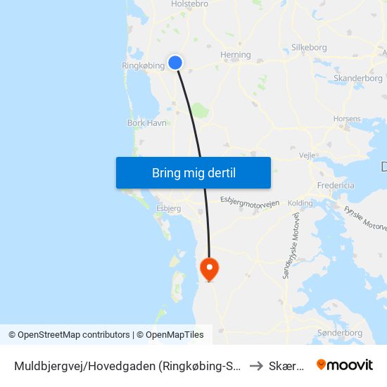 Muldbjergvej/Hovedgaden (Ringkøbing-Skjern Kom) to Skærbæk map