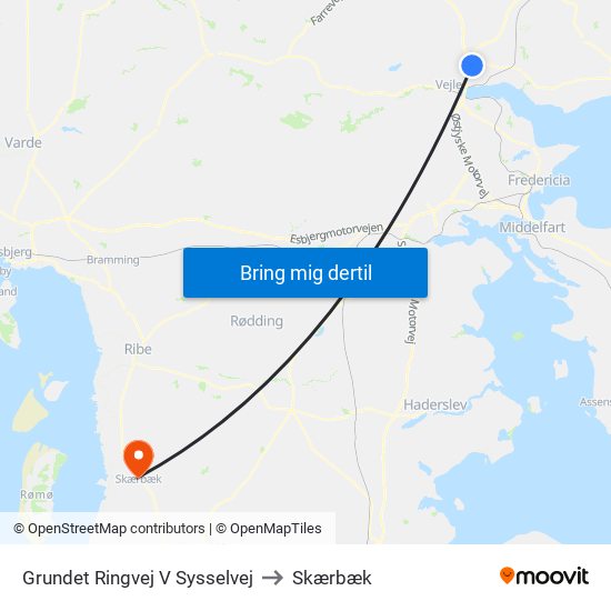 Grundet Ringvej V Sysselvej to Skærbæk map