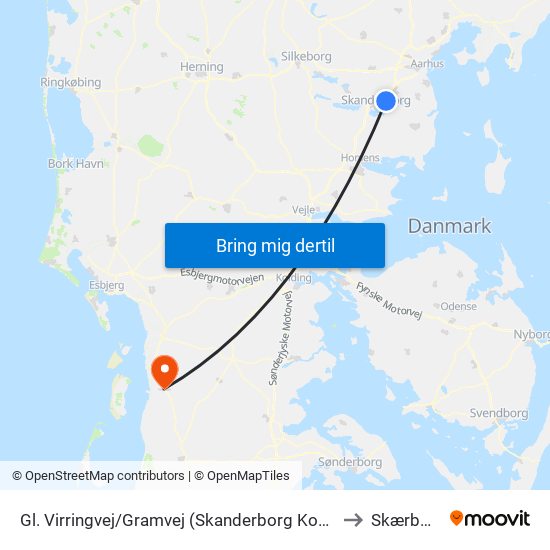 Gl. Virringvej/Gramvej (Skanderborg Kom) to Skærbæk map