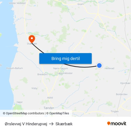 Ørslevvej V Hinderupvej to Skærbæk map