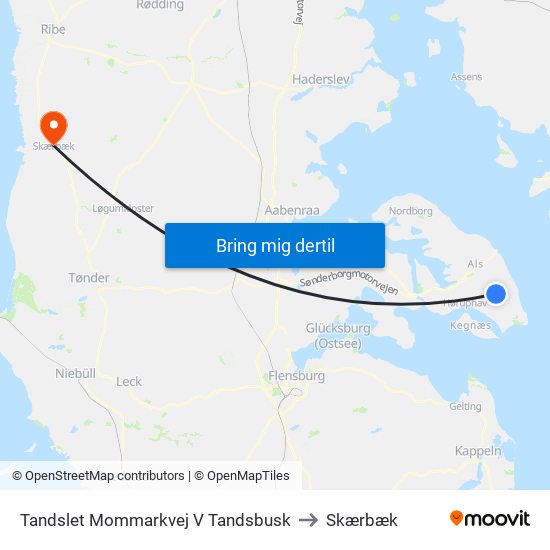 Tandslet Mommarkvej V Tandsbusk to Skærbæk map