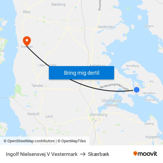 Ingolf Nielsensvej V Vestermark to Skærbæk map