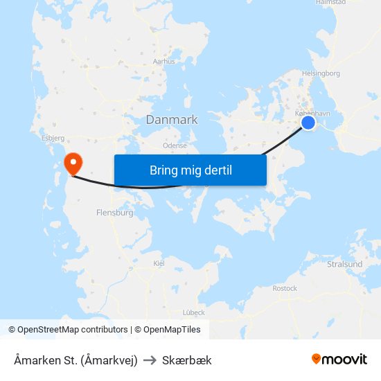 Åmarken St. (Åmarkvej) to Skærbæk map