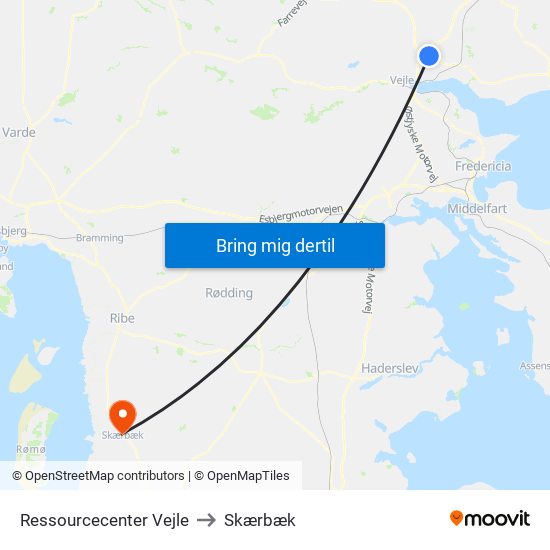 Ressourcecenter Vejle to Skærbæk map