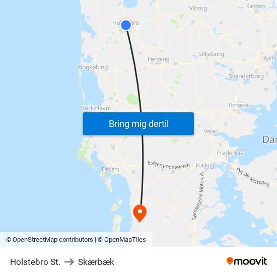 Holstebro St. to Skærbæk map