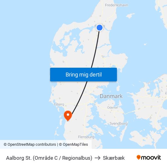 Aalborg St. (Område C / Regionalbus) to Skærbæk map