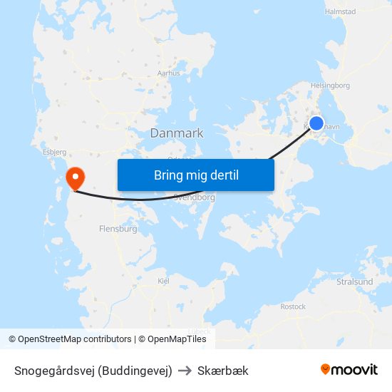 Snogegårdsvej (Buddingevej) to Skærbæk map