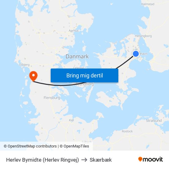 Herlev Bymidte (Herlev Ringvej) to Skærbæk map
