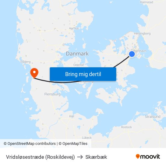 Vridsløsestræde (Roskildevej) to Skærbæk map