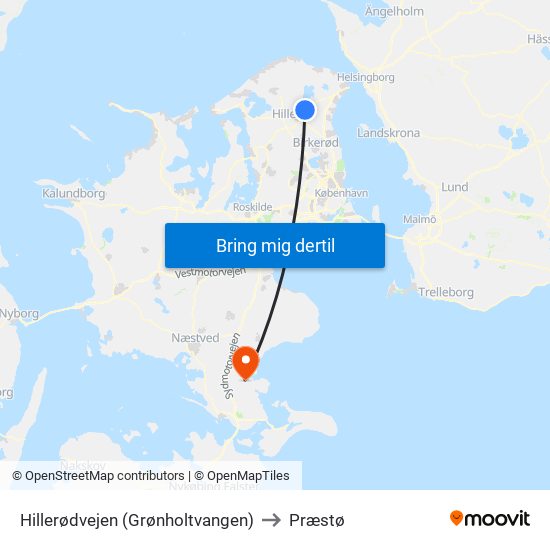 Hillerødvejen (Grønholtvangen) to Præstø map