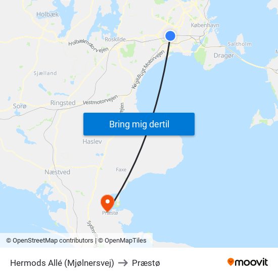 Hermods Allé (Mjølnersvej) to Præstø map