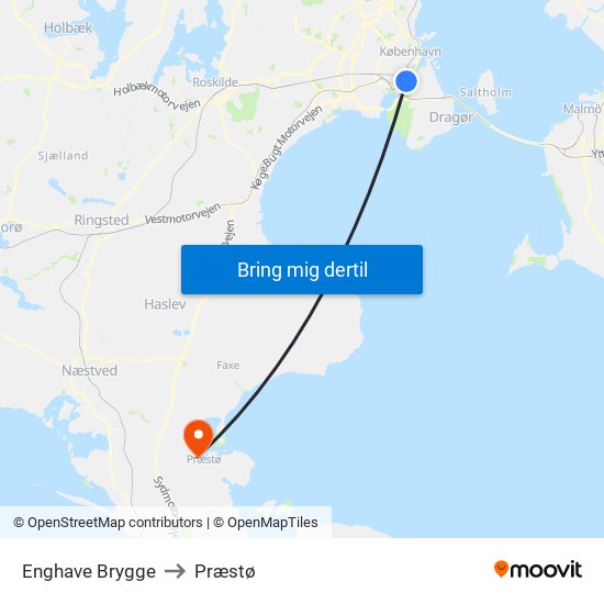 Enghave Brygge to Præstø map