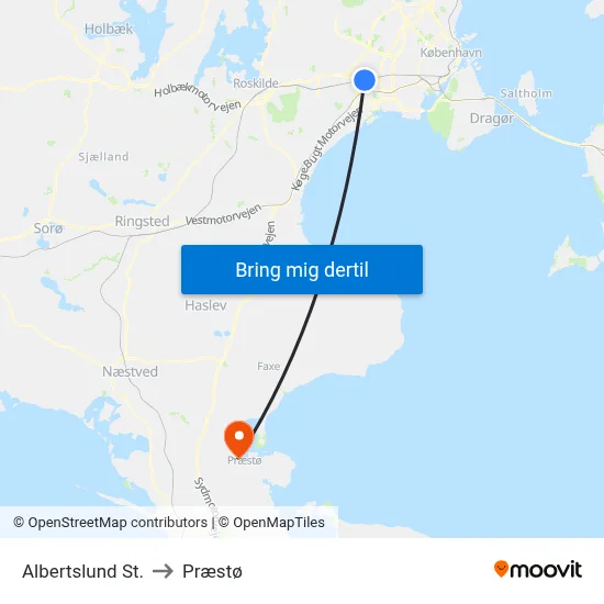 Albertslund St. to Præstø map