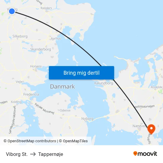 Viborg St. to Tappernøje map