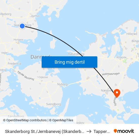 Skanderborg St./Jernbanevej (Skanderborg Kom) to Tappernøje map