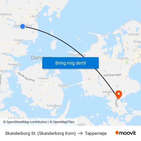 Skanderborg St. (Skanderborg Kom) to Tappernøje map