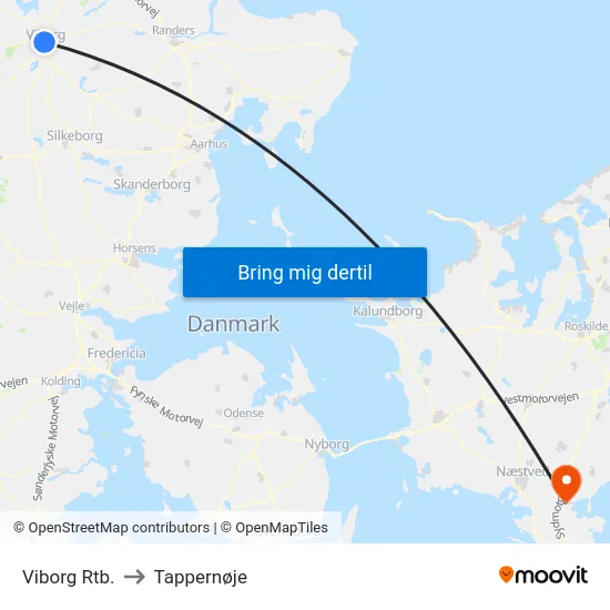 Viborg Rtb. to Tappernøje map