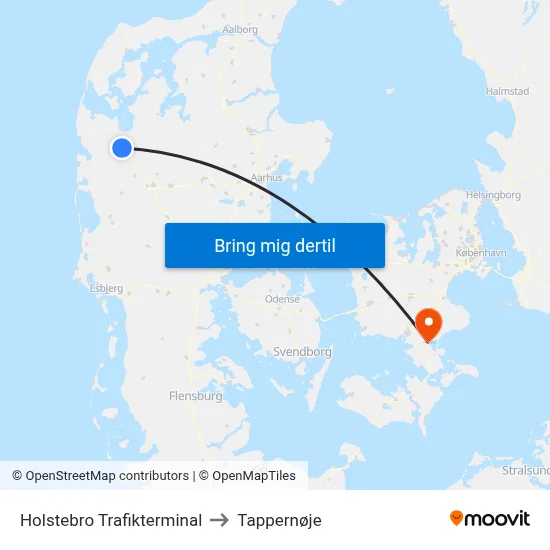Holstebro Trafikterminal to Tappernøje map