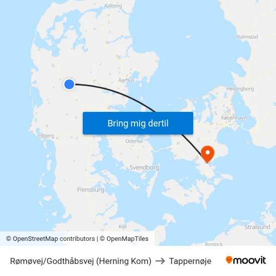 Rømøvej/Godthåbsvej (Herning Kom) to Tappernøje map