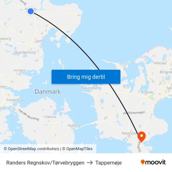 Randers Regnskov/Tørvebryggen to Tappernøje map