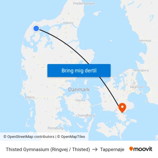 Thisted Gymnasium (Ringvej / Thisted) to Tappernøje map