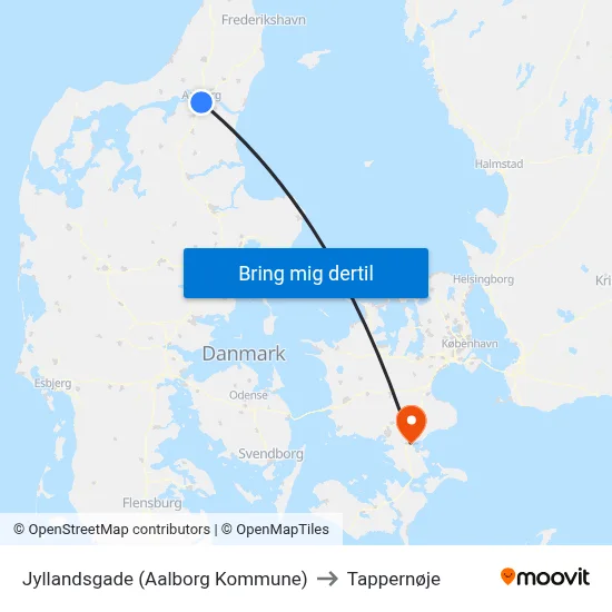 Jyllandsgade (Aalborg Kommune) to Tappernøje map