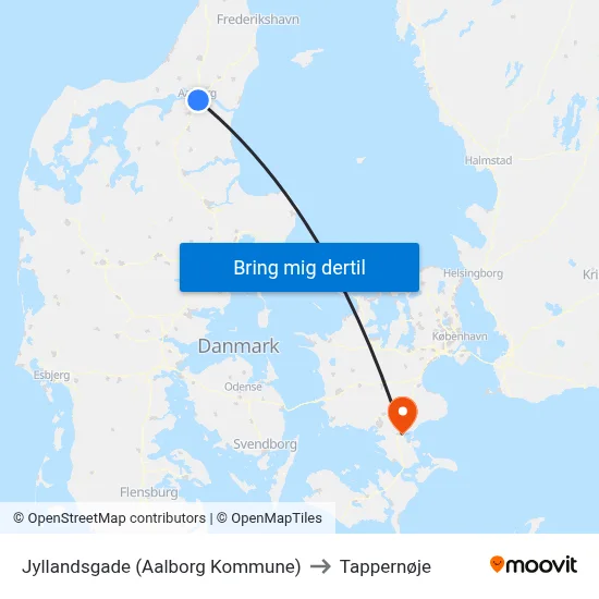 Jyllandsgade (Aalborg Kommune) to Tappernøje map