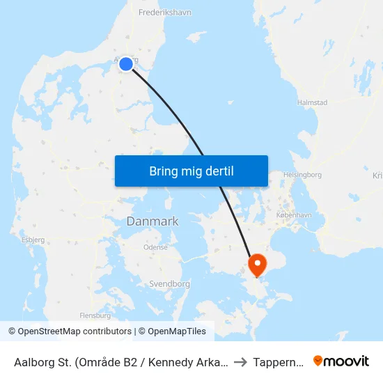 Aalborg St. (Område B2 / Kennedy Arkaden) to Tappernøje map