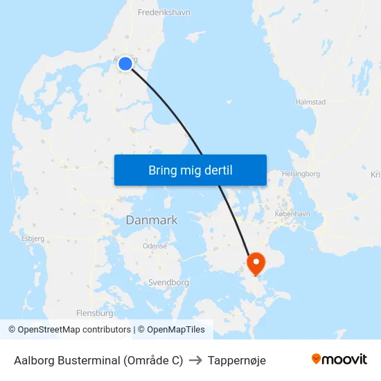 Aalborg Busterminal (Område C) to Tappernøje map