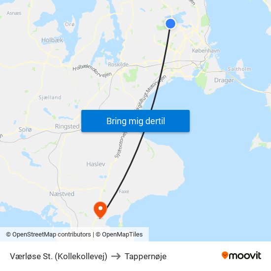Værløse St. (Kollekollevej) to Tappernøje map