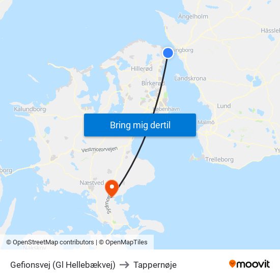 Gefionsvej (Gl Hellebækvej) to Tappernøje map