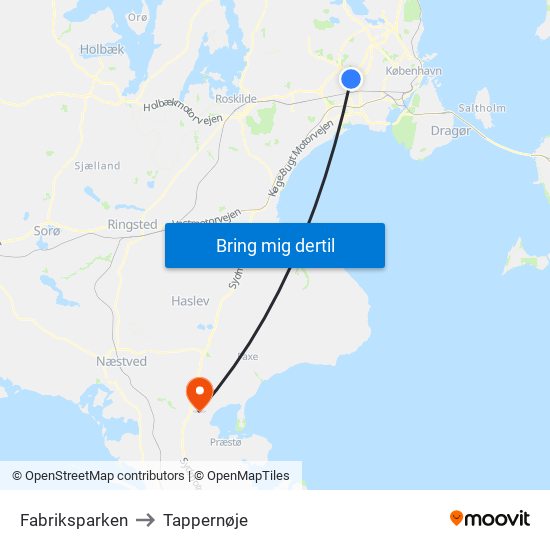 Fabriksparken to Tappernøje map