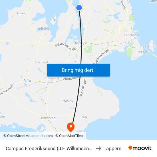 Campus Frederikssund (J.F. Willumsens Vej) to Tappernøje map