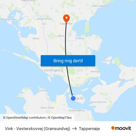 Vink - Vesterskovvej (Grønsundvej) to Tappernøje map