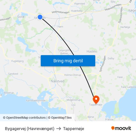 Bygagervej (Havrevænget) to Tappernøje map