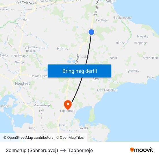 Sonnerup (Sonnerupvej) to Tappernøje map